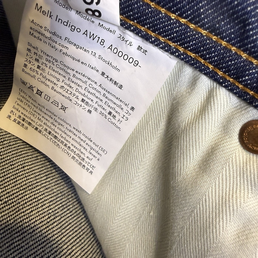ACNE STUDIOS Bla Konst South Dark Blue Jeans Women's W26/L22 Whiskers Faded - Picture 8 of 9